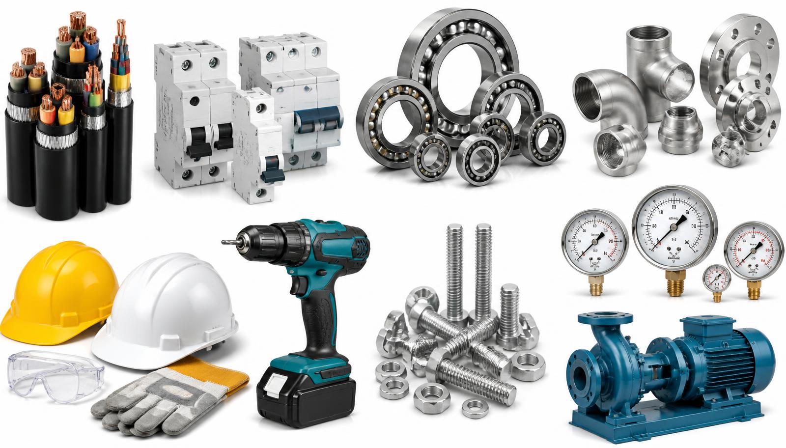 Collage of industrial products supplied by HENZTECH